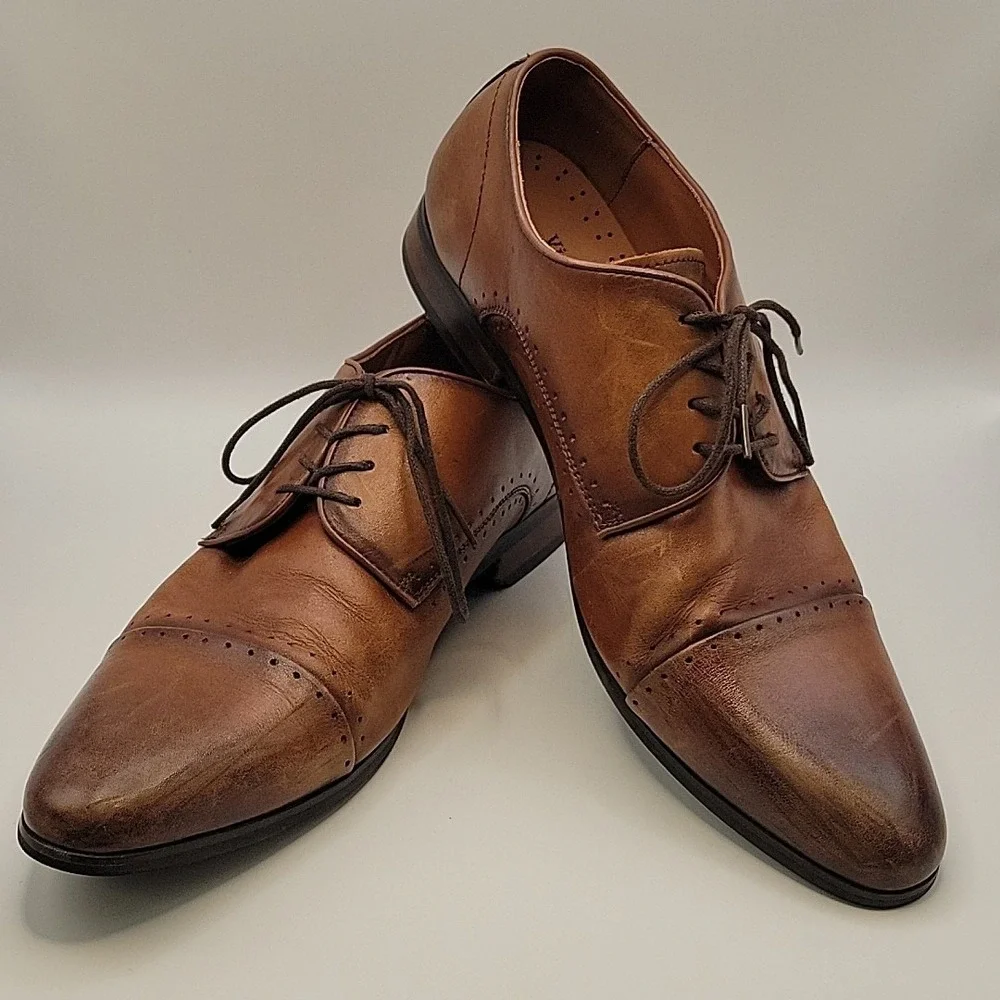 Vintage Foundry Co. Cap Toe Oxford Dress Shoes Men's US 12 Brown Leather Lace Up